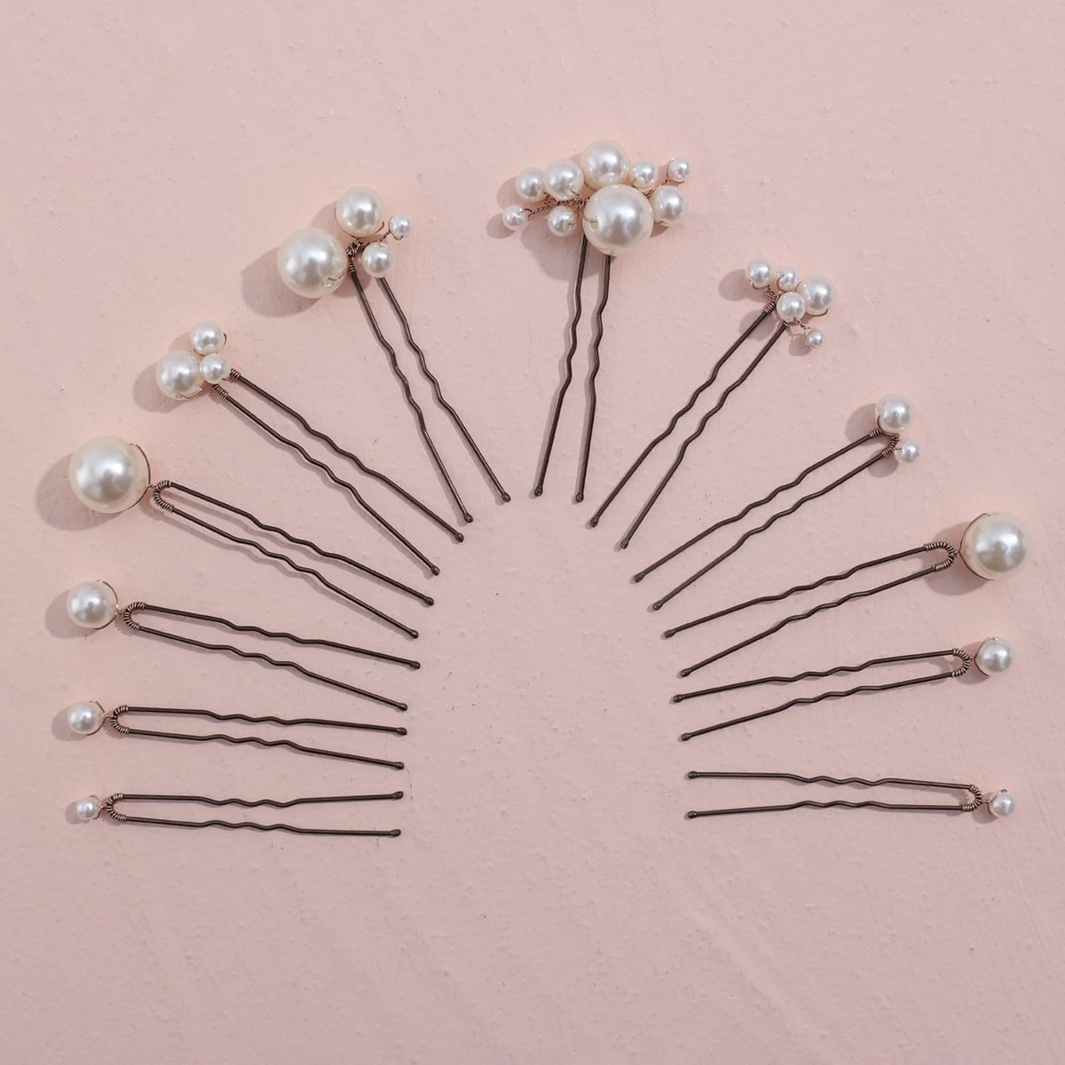 12 Pieces Pearl Bridal Hair Pins - Handmade Wedding Hair Accessories for Brides & Women - Bronze Finish Avelisse