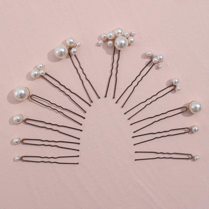 12 Pieces Pearl Bridal Hair Pins - Handmade Wedding Hair Accessories for Brides & Women - Bronze Finish Avelisse