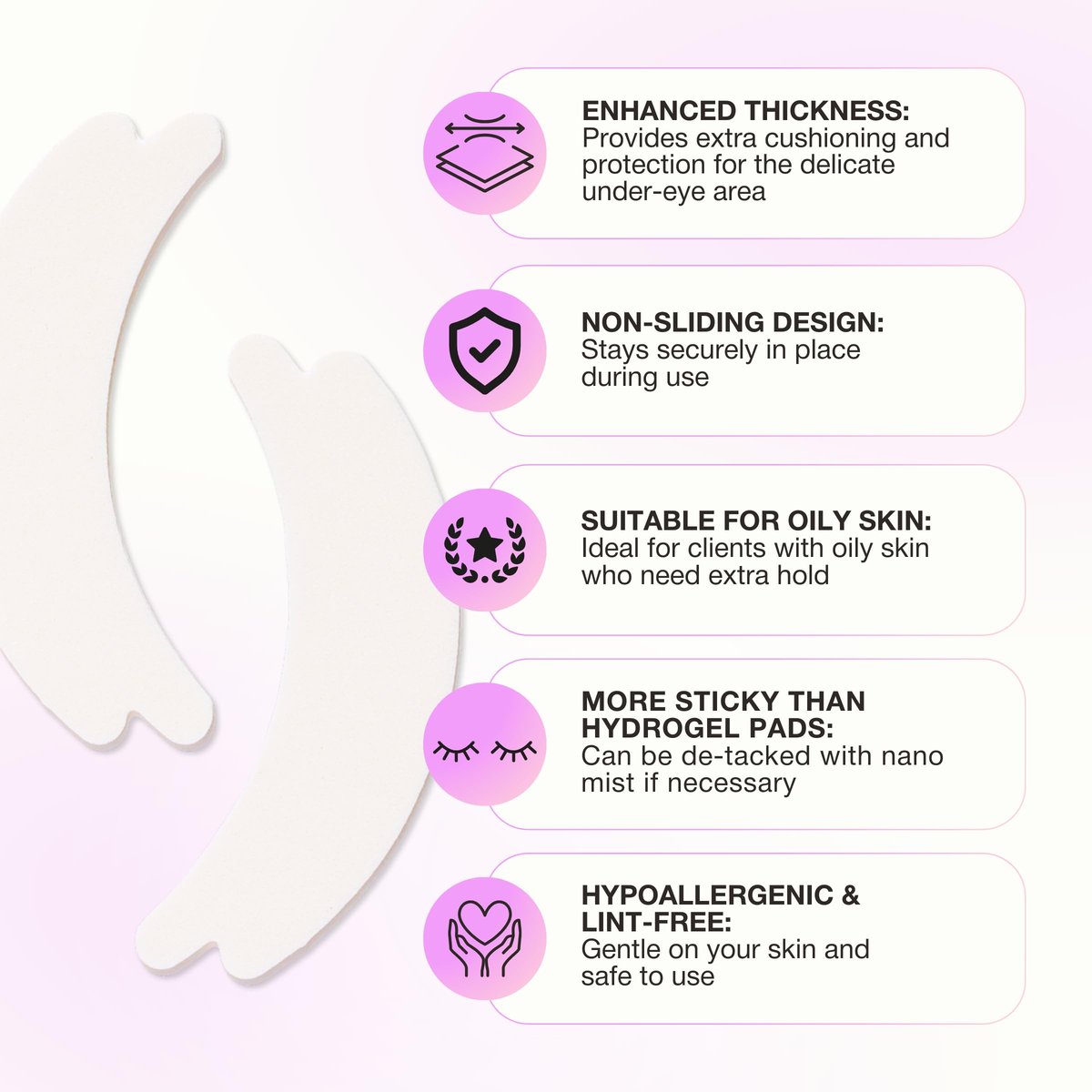 Curacoro Double Foam Eye Pads for Lash Extension – Hypoallergenic, Soft Sticky Pads for Oily Skin & Sensitive Eyes – 46 Pads Avelisse