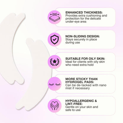 Curacoro Double Foam Eye Pads for Lash Extension – Hypoallergenic, Soft Sticky Pads for Oily Skin & Sensitive Eyes – 46 Pads Avelisse