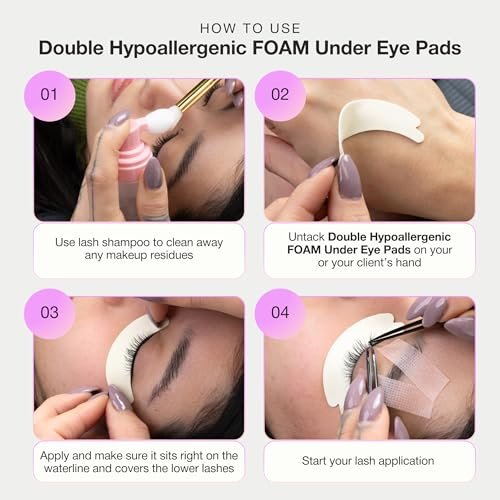 Curacoro Double Foam Eye Pads for Lash Extension – Hypoallergenic, Soft Sticky Pads for Oily Skin & Sensitive Eyes – 46 Pads Avelisse