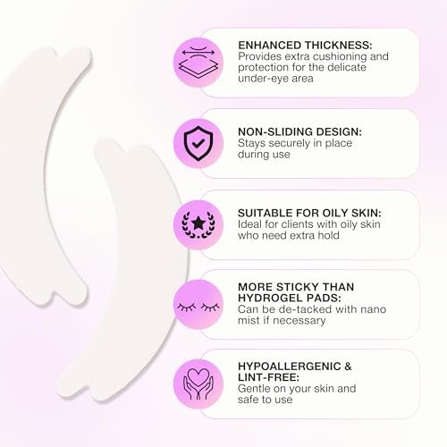 Curacoro Double Foam Eye Pads for Lash Extension – Hypoallergenic, Soft Sticky Pads for Oily Skin & Sensitive Eyes – 46 Pads Avelisse