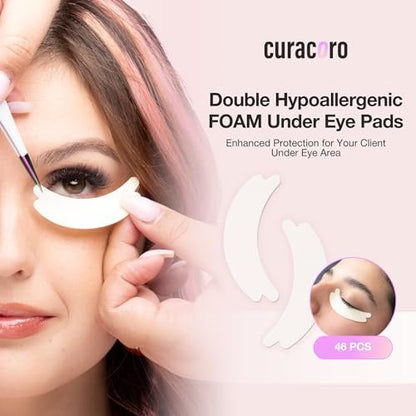 Curacoro Double Foam Eye Pads for Lash Extension – Hypoallergenic, Soft Sticky Pads for Oily Skin & Sensitive Eyes – 46 Pads Avelisse