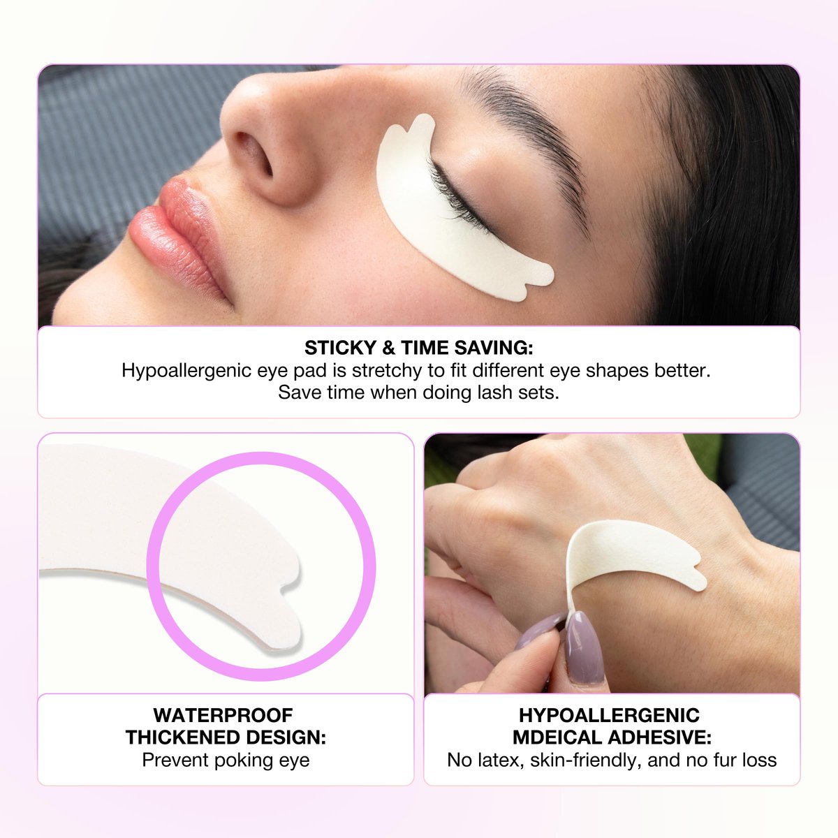 Curacoro Double Foam Eye Pads for Lash Extension – Hypoallergenic, Soft Sticky Pads for Oily Skin & Sensitive Eyes – 46 Pads Avelisse