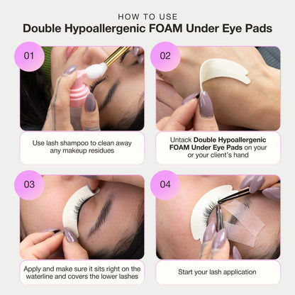 Curacoro Double Foam Eye Pads for Lash Extension – Hypoallergenic, Soft Sticky Pads for Oily Skin & Sensitive Eyes – 46 Pads Avelisse
