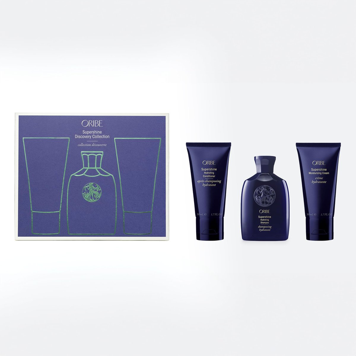Oribe Supershine Discovery Hair Set - Travel Size Hydrating Shampoo, Conditioner & Moisturizing Cream for Softness, Shine & Frizz Control Avelisse