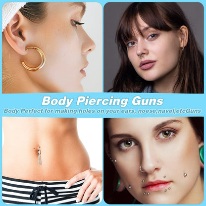 Professional Ear Piercing Gun Kit – Reusable Piercing Tool with Colorful Crystal Earrings for Earlobe, Cartilage, Helix, Tragus – At-Home Salon Piercing Set (Black) Avelisse