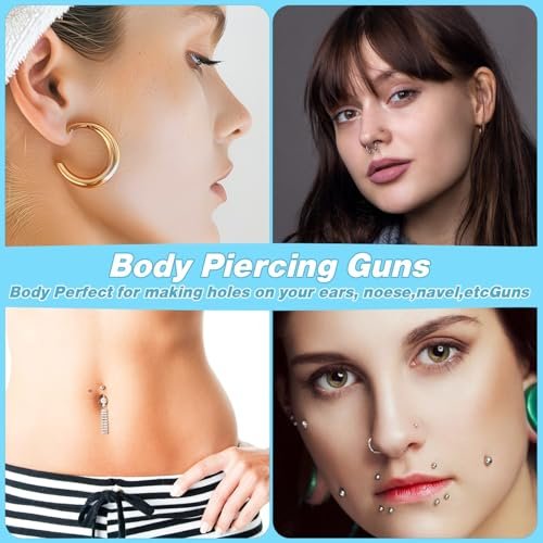 Professional Ear Piercing Gun Kit – Reusable Piercing Tool with Colorful Crystal Earrings for Earlobe, Cartilage, Helix, Tragus – At-Home Salon Piercing Set (Black) Avelisse