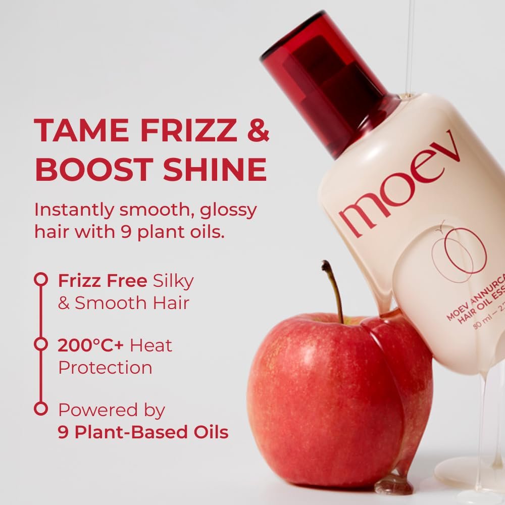 MOEV ANNURCATIN Hair Oil Essence - Korean Apple Hair Care Perfumed Serum, Heat Protect & Anti-Frizz, Nourishing Apple Seed Oil for Dry, Frizzy, Damaged Hair (2.7 fl.oz) Avelisse