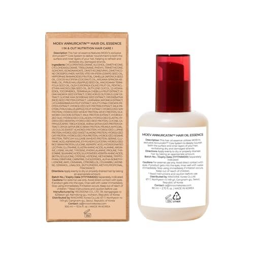 MOEV ANNURCATIN Hair Oil Essence - Korean Apple Hair Care Perfumed Serum, Heat Protect & Anti-Frizz, Nourishing Apple Seed Oil for Dry, Frizzy, Damaged Hair (2.7 fl.oz) Avelisse