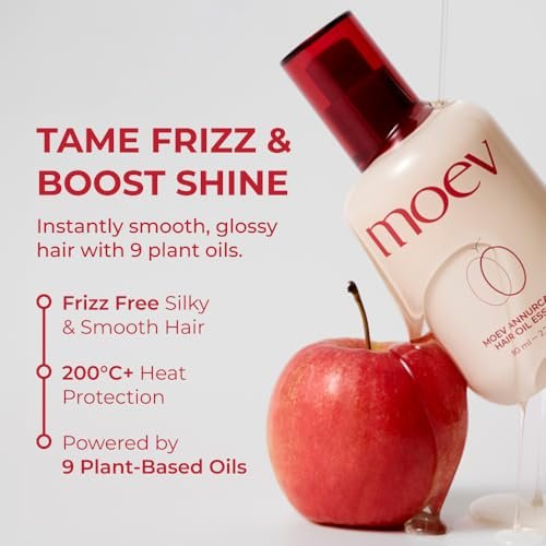 MOEV ANNURCATIN Hair Oil Essence - Korean Apple Hair Care Perfumed Serum, Heat Protect & Anti-Frizz, Nourishing Apple Seed Oil for Dry, Frizzy, Damaged Hair (2.7 fl.oz) Avelisse