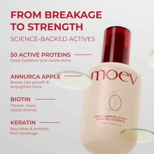 MOEV ANNURCATIN Hair Oil Essence - Korean Apple Hair Care Perfumed Serum, Heat Protect & Anti-Frizz, Nourishing Apple Seed Oil for Dry, Frizzy, Damaged Hair (2.7 fl.oz) Avelisse