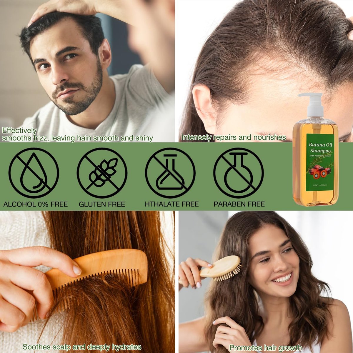 rooroopet Batana Shampoo with Rosemary Extract – Nourishing & Regenerating Hair Treatment for Men & Women, 10.14 Fl Oz Avelisse