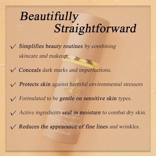 Foundation 4 in 1 - Medium Spectrum with SPF 50+, Color Changing Foundation, Hydrating Color Changing Foundation Makeup, Concealer, Sun Protection, Longwearing & Waterproof for All Skin Types Avelisse