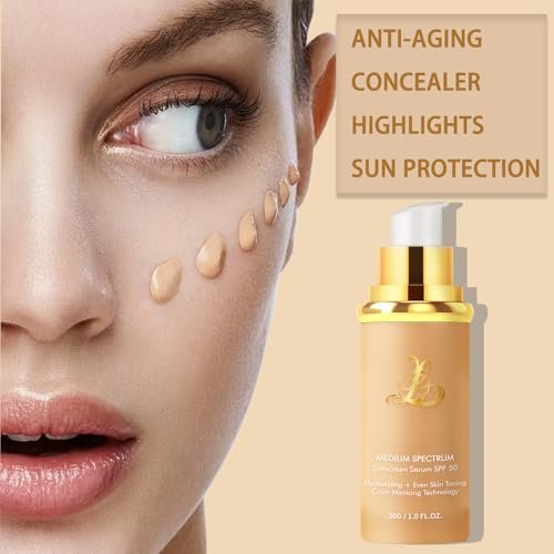 Foundation 4 in 1 - Medium Spectrum with SPF 50+, Color Changing Foundation, Hydrating Color Changing Foundation Makeup, Concealer, Sun Protection, Longwearing & Waterproof for All Skin Types Avelisse