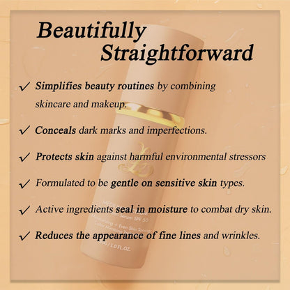 Foundation 4 in 1 - Medium Spectrum with SPF 50+, Color Changing Foundation, Hydrating Color Changing Foundation Makeup, Concealer, Sun Protection, Longwearing & Waterproof for All Skin Types Avelisse