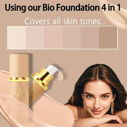 Foundation 4 in 1 - Medium Spectrum with SPF 50+, Color Changing Foundation, Hydrating Color Changing Foundation Makeup, Concealer, Sun Protection, Longwearing & Waterproof for All Skin Types Avelisse