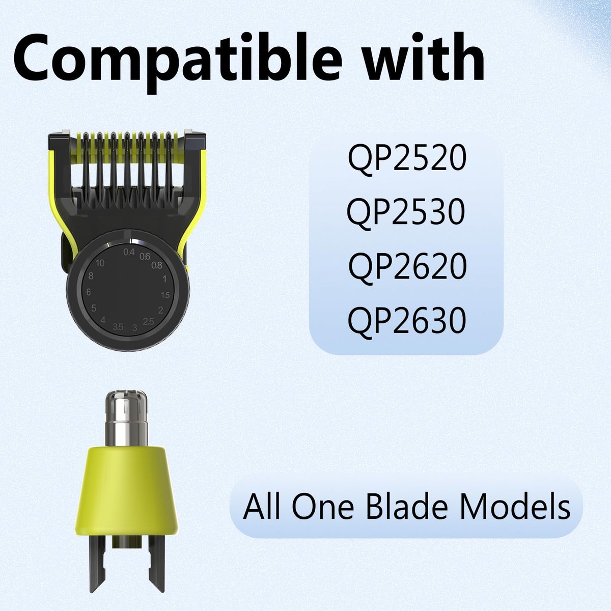 Senenatur Adjustable Guide Comb for One Blade QP2520 QP2530 QP2620 QP2630 & Nose Trimmer Replacement Head Blade, Accessories for One Blade - Black Plastic - görsel 3