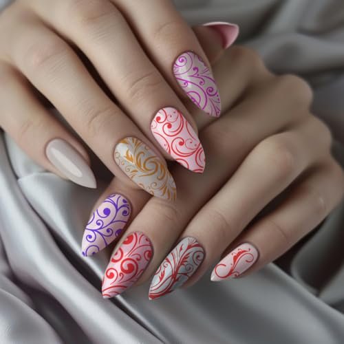 PH PandaHall 3pcs Swirl Pattern Nail Art Templates - French Nail Stamping Plate 52 Designs Plant Floral Nail Art Stencils Stainless Steel for Manicure Salon Spring - görsel 9