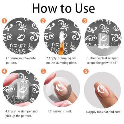 PH PandaHall 3pcs Swirl Pattern Nail Art Templates - French Nail Stamping Plate 52 Designs Plant Floral Nail Art Stencils Stainless Steel for Manicure Salon Spring