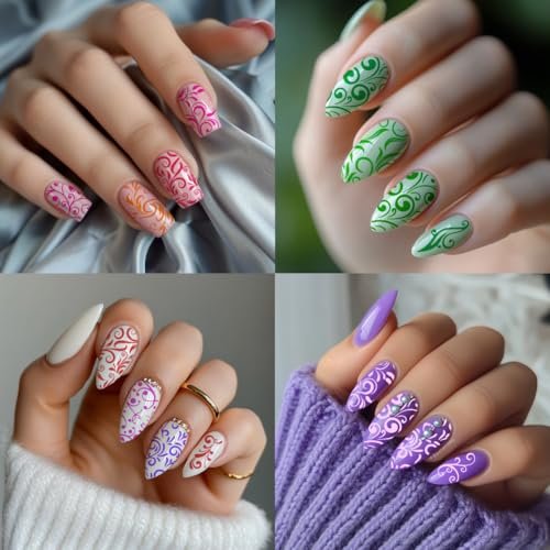 PH PandaHall 3pcs Swirl Pattern Nail Art Templates - French Nail Stamping Plate 52 Designs Plant Floral Nail Art Stencils Stainless Steel for Manicure Salon Spring - görsel 13