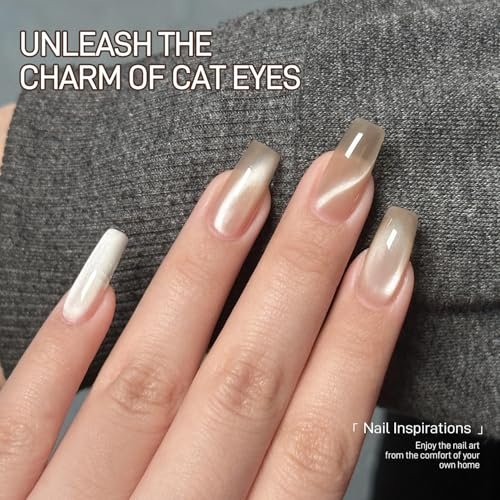 GAOY 3-in-1 Cat Eye Magnet for Nails – Cigar Shape Nail Magnet Tool for DIY Cat Eye Gel Polish, Brown Wood Design - görsel 10