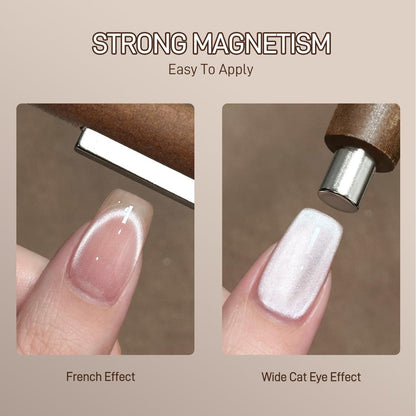 GAOY 3-in-1 Cat Eye Magnet for Nails – Cigar Shape Nail Magnet Tool for DIY Cat Eye Gel Polish, Brown Wood Design