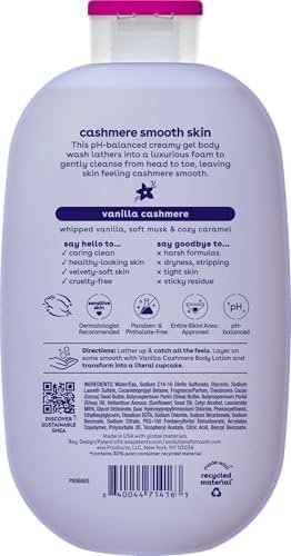 eos Cashmere Body Wash – Fresh & Cozy Moisturizing Body Wash, Creamy Gel Formula with Shea Butter, Glycerin & Vitamin E, pH Balanced for Sensitive Skin, Vegan, 16 fl oz