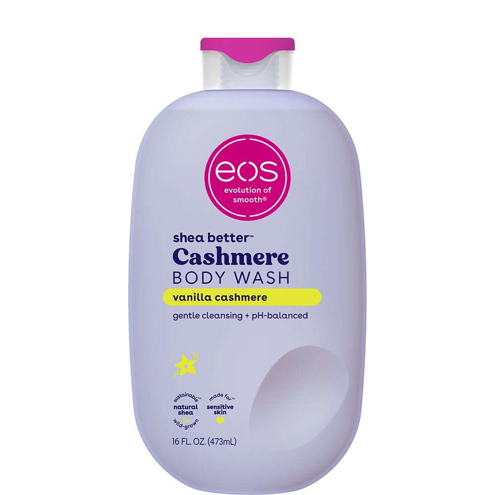 eos Vanilla Body Wash - Moisturizing Creamy Gel with Shea Butter & Vitamin E - pH Balanced for Sensitive Skin - Vegan, 16 fl oz - görsel 1