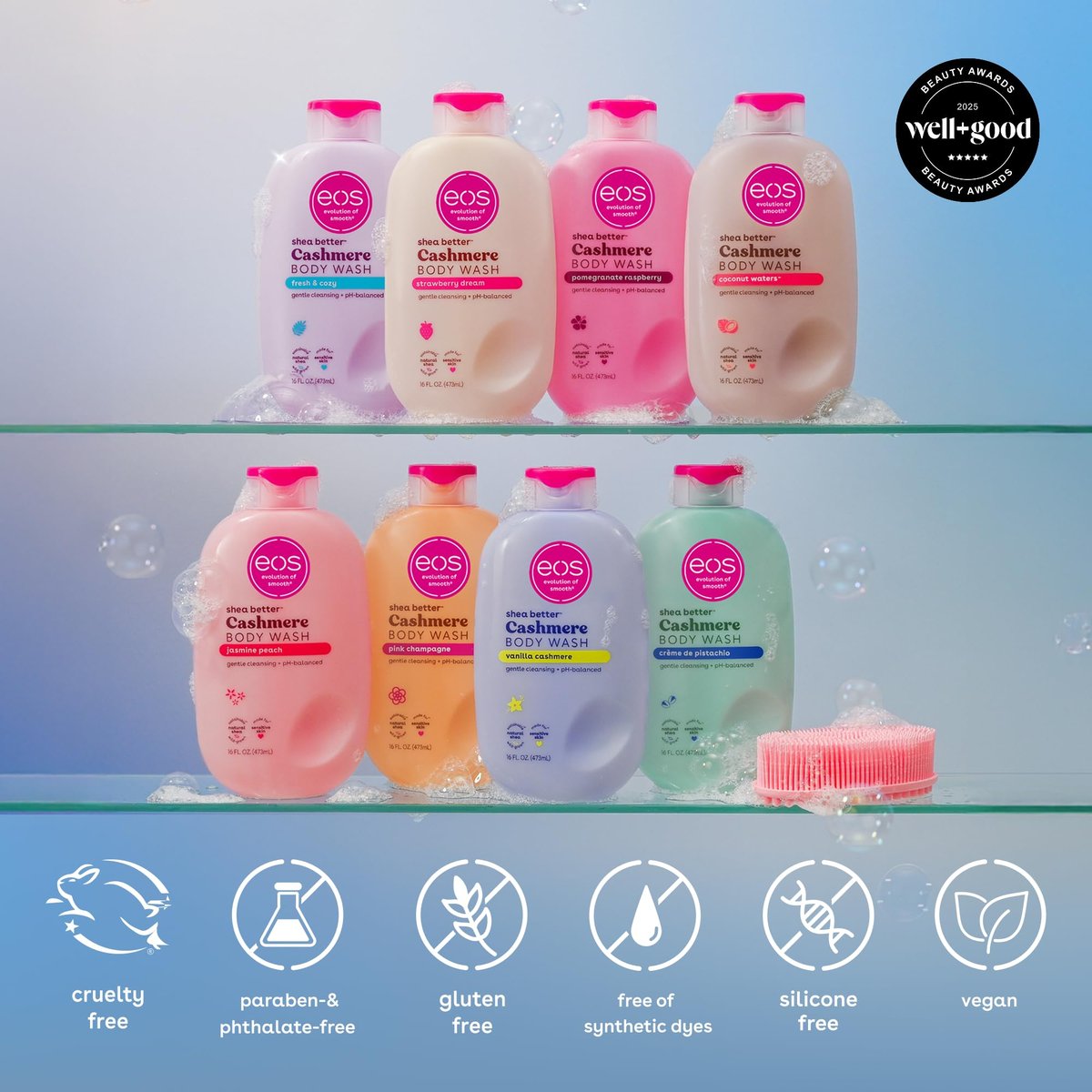 eos Vanilla Body Wash - Moisturizing Creamy Gel with Shea Butter & Vitamin E - pH Balanced for Sensitive Skin - Vegan, 16 fl oz - görsel 9