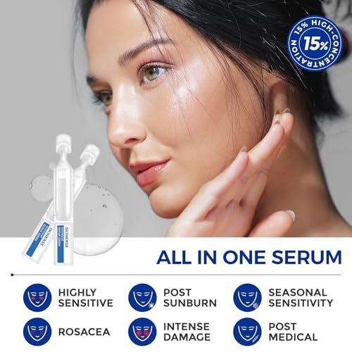 SKINERSE Intensive Repair Serum with 15% Hyaluronic Acid, Ceramides & Centella – 30 Vials Daily Travel Care for Sensitive Skin, Anti-Aging, Calming Barrier Repair & Redness Relief Avelisse