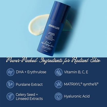 Mimosa Lane 8-in-1 Age Defying Serum Refill - Hydrating Gradual Self-Tanner for Face with Hyaluronic Acid, Vitamins B, C, E, Fragrance-Free, Vegan, 1 oz, Light