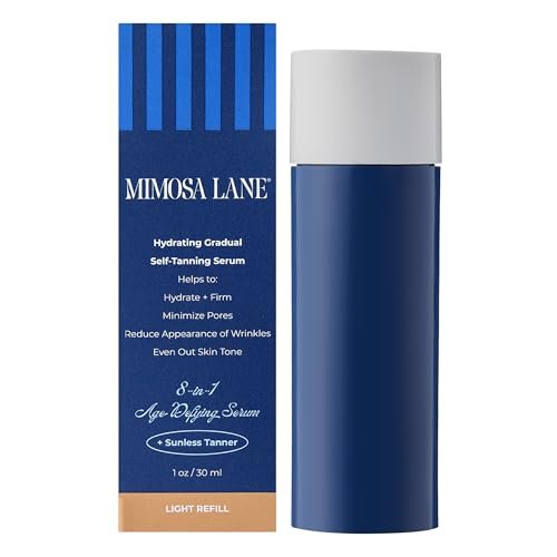 Mimosa Lane 8-in-1 Age Defying Serum Refill - Hydrating Gradual Self-Tanner for Face with Hyaluronic Acid, Vitamins B, C, E, Fragrance-Free, Vegan, 1 oz, Light - görsel 2