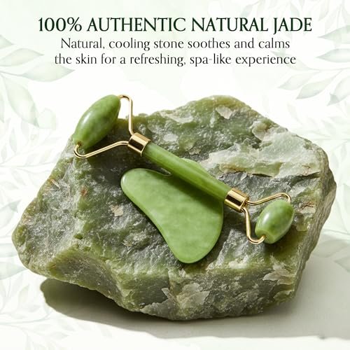 Authentic Jade Roller and Gua Sha Set for Face & Body – 4-Piece Facial Massage Kit for Sculpting, Puffiness Reduction & Lymphatic Drainage - görsel 18