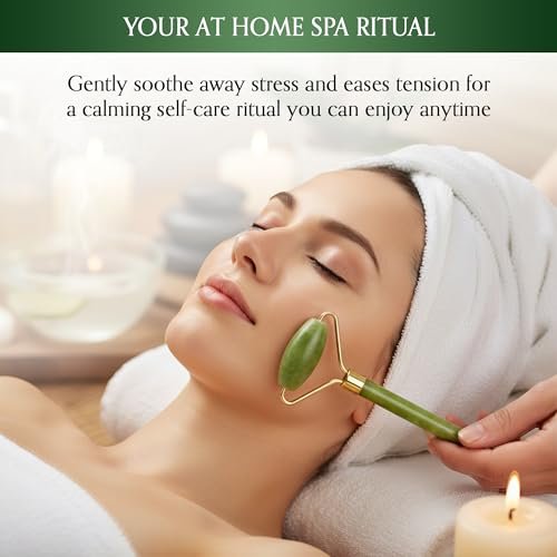 Authentic Jade Roller and Gua Sha Set for Face & Body – 4-Piece Facial Massage Kit for Sculpting, Puffiness Reduction & Lymphatic Drainage - görsel 16