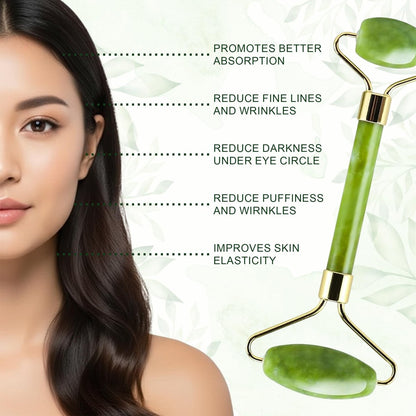 Authentic Jade Roller and Gua Sha Set for Face & Body – 4-Piece Facial Massage Kit for Sculpting, Puffiness Reduction & Lymphatic Drainage