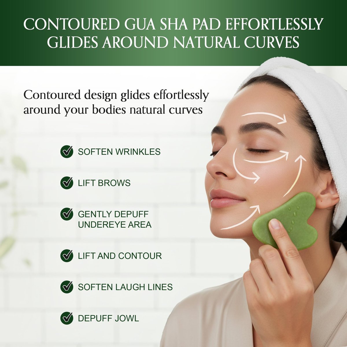 Authentic Jade Roller and Gua Sha Set for Face & Body – 4-Piece Facial Massage Kit for Sculpting, Puffiness Reduction & Lymphatic Drainage - görsel 7