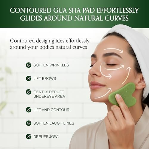 Authentic Jade Roller and Gua Sha Set for Face & Body – 4-Piece Facial Massage Kit for Sculpting, Puffiness Reduction & Lymphatic Drainage - görsel 8