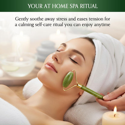 Authentic Jade Roller and Gua Sha Set for Face & Body – 4-Piece Facial Massage Kit for Sculpting, Puffiness Reduction & Lymphatic Drainage