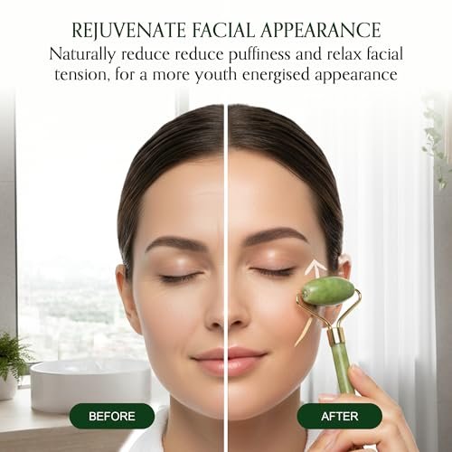 Authentic Jade Roller and Gua Sha Set for Face & Body – 4-Piece Facial Massage Kit for Sculpting, Puffiness Reduction & Lymphatic Drainage - görsel 12