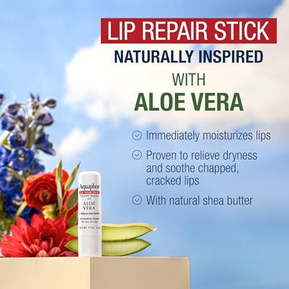 Aquaphor Naturally Inspired Lip Repair Stick with Aloe Vera and Natural Shea Butter, Hydrating Lip Balm, 0.17 oz Stick, Pack of 3 Avelisse