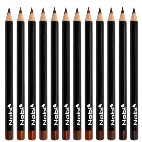 Nabi 12-Piece Brown Lip Liner Pencil Set - Assorted Brown Tones, Long-Lasting Creamy Formula Lip Makeup Kit - görsel 2