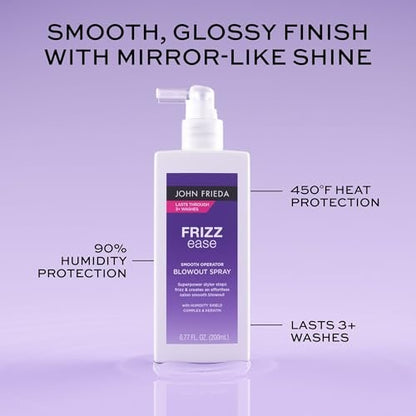John Frieda Frizzease Smooth Operator Blowout Spray - Texture Spray & Heat Protection for Frizz-Free Shine, 6.77 oz