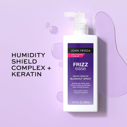 John Frieda Frizzease Smooth Operator Blowout Spray - Texture Spray & Heat Protection for Frizz-Free Shine, 6.77 oz