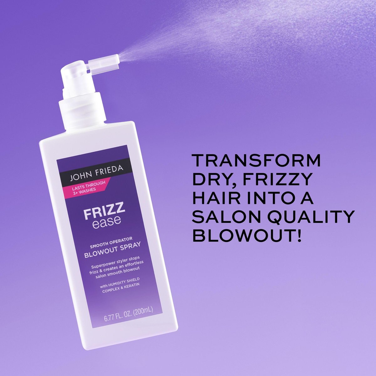 John Frieda Frizzease Smooth Operator Blowout Spray - Texture Spray & Heat Protection for Frizz-Free Shine, 6.77 oz - görsel 7