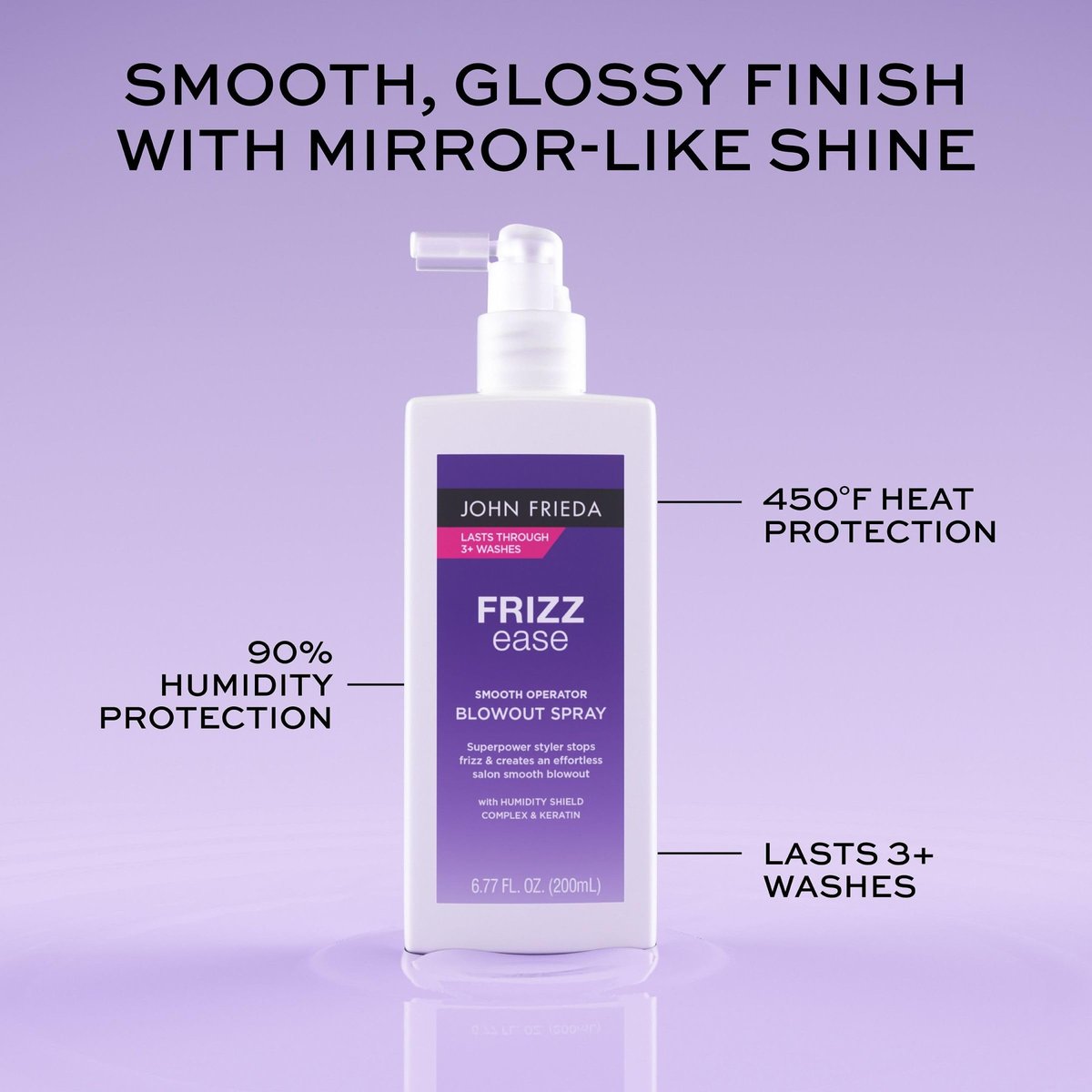 John Frieda Frizzease Smooth Operator Blowout Spray - Texture Spray & Heat Protection for Frizz-Free Shine, 6.77 oz - görsel 3