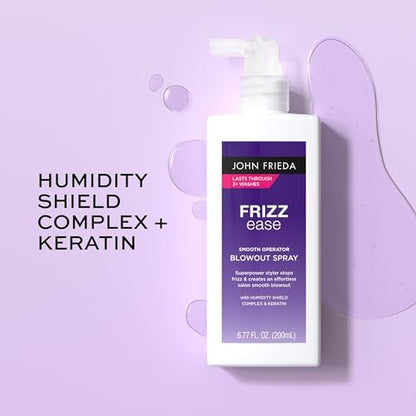 John Frieda Frizzease Smooth Operator Blowout Spray - Texture Spray & Heat Protection for Frizz-Free Shine, 6.77 oz