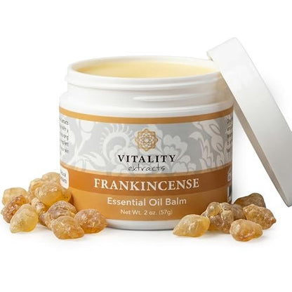Vitality Extracts Frankincense Essential Oil Balm (2oz) – Deep Moisturizing Skin Balm for Dry, Cracked Skin with Boswellia Serrata, Beeswax & Vitamin E, Soothing & Nourishing for All Skin Types Avelisse