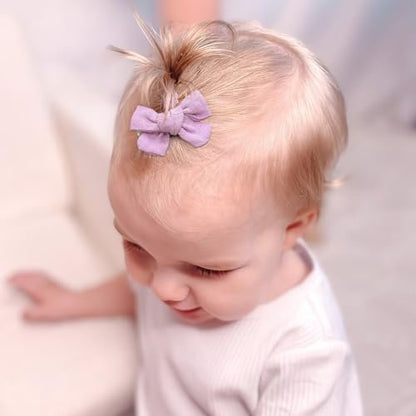JOYOYO Baby Bows Clips in 20 Colors - Cotton Linen Fabric Hair Bows Alligator Hair Clips for Baby Girls, Toddlers, Kids