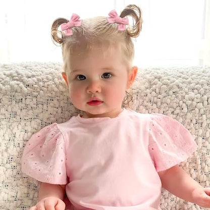 JOYOYO Baby Bows Clips in 20 Colors - Cotton Linen Fabric Hair Bows Alligator Hair Clips for Baby Girls, Toddlers, Kids